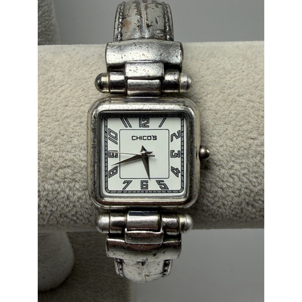 Chico's CH-201 Ladies Cuff Watch New Battery 25MM 6" Silver Tone